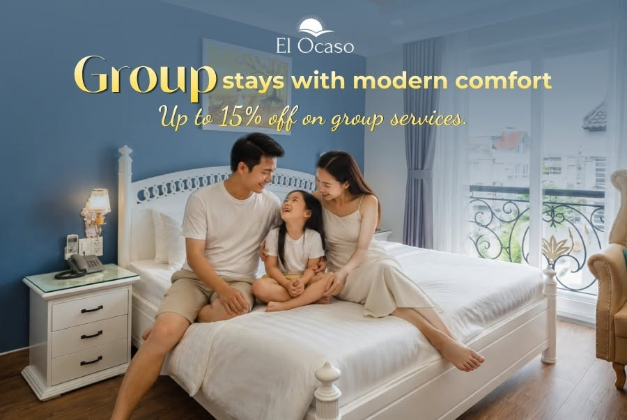 Phòng suite gia đình ngập nắng có ban công tại El Ocaso Hotel Phú Mỹ Hưng