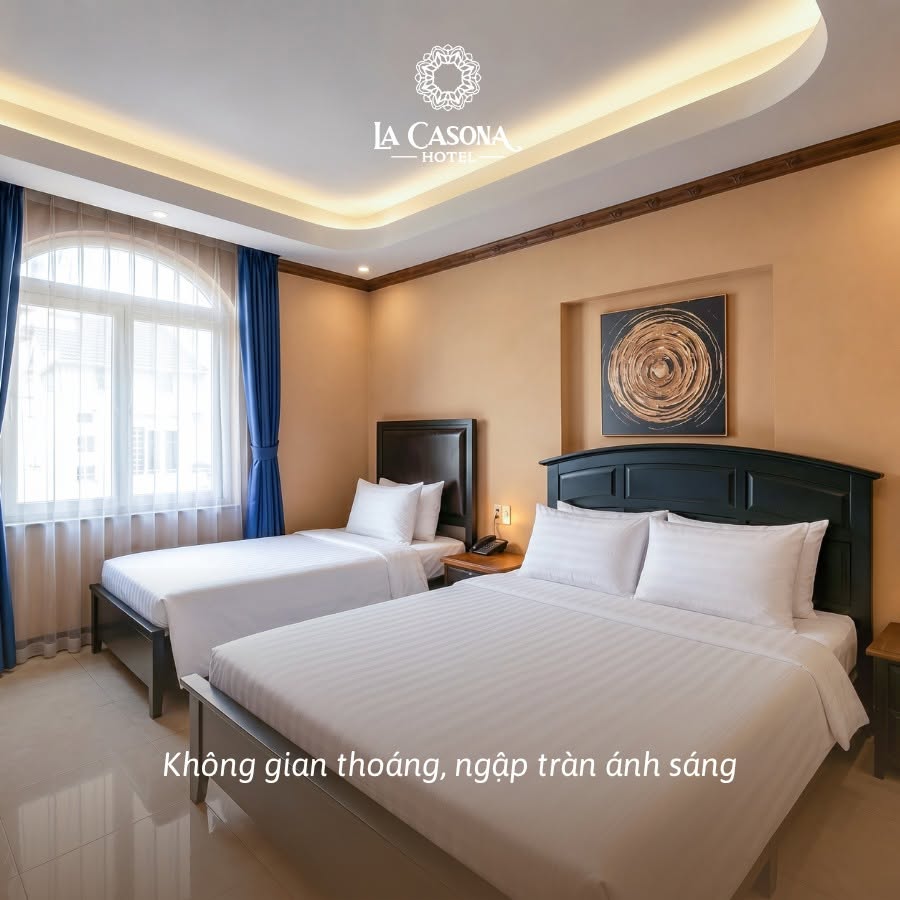 Hạng phòng 2 giường đơn riêng biệt tại La Casona rất tiện cho đồng nghiệp đi công tác cùng nhau.