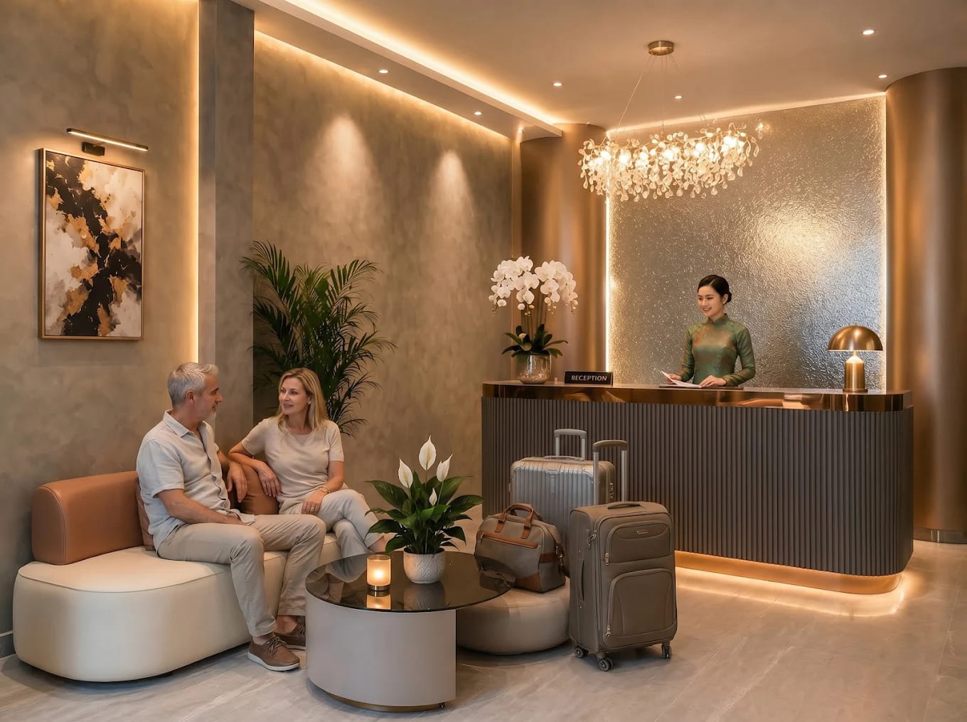 Hotel lobby and guest check-in desk at SOLÉA Boutique & Spa District 1