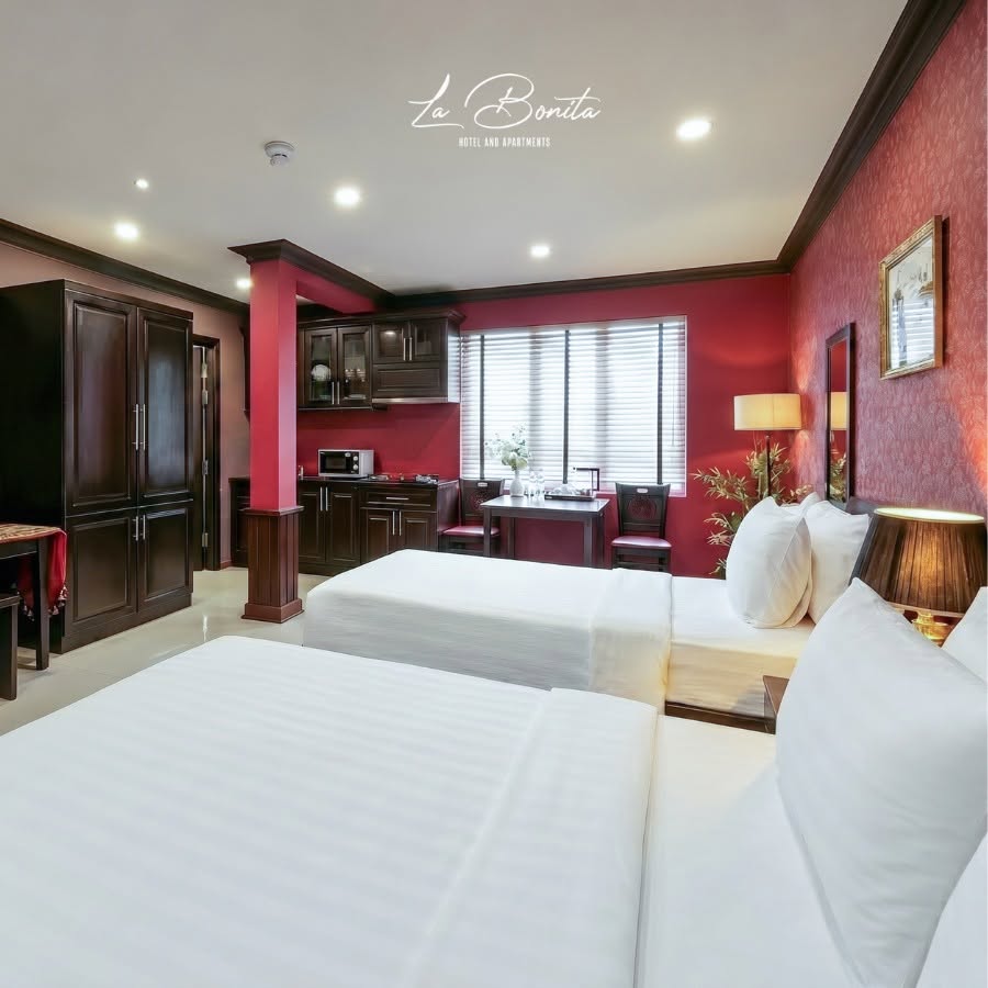 Không gian phòng nghỉ rộng rãi và chỉn chu tại La Bonita Hotel