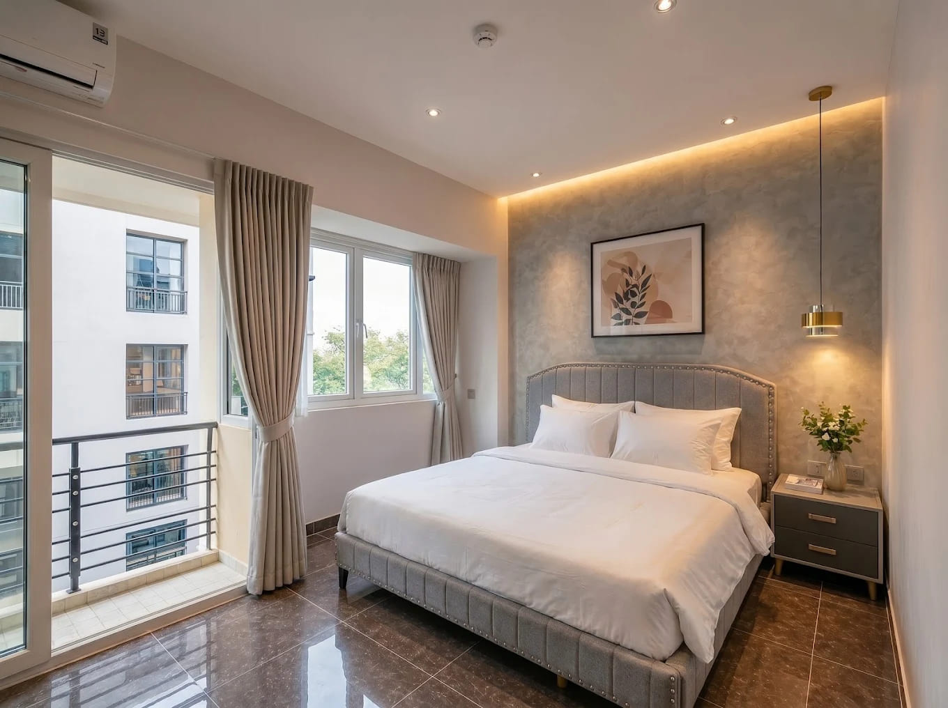 Phòng ngủ Deluxe ngập tràn ánh sáng tự nhiên tại SOLÉA Boutique & Spa Quận 1
