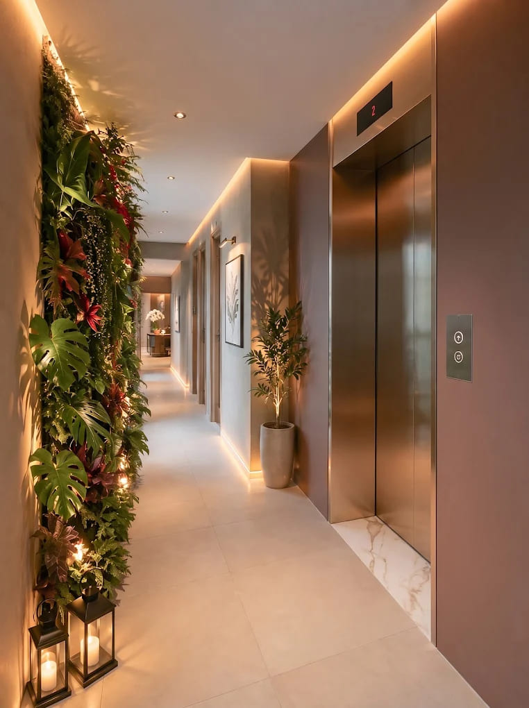 Quiet hallway and elevator area at SOLÉA Boutique Hotel District 1